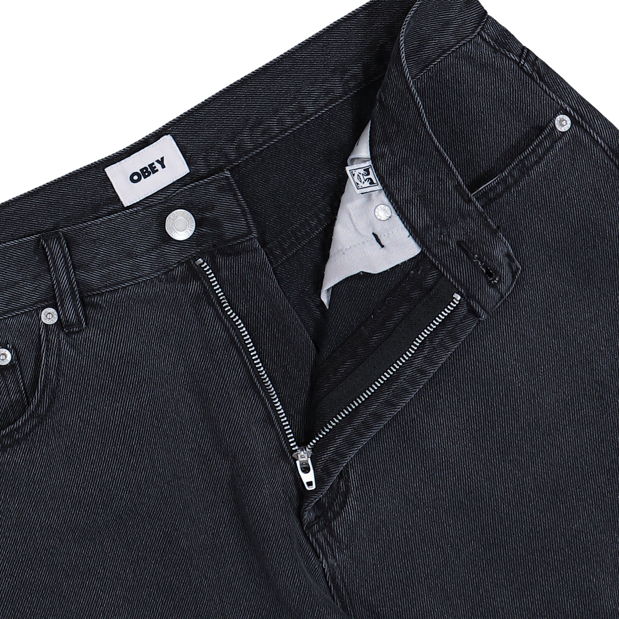 Obey Emerson Denim Short Washed Black Shorts 172100110-WBL Detail View 1 | Overkill
