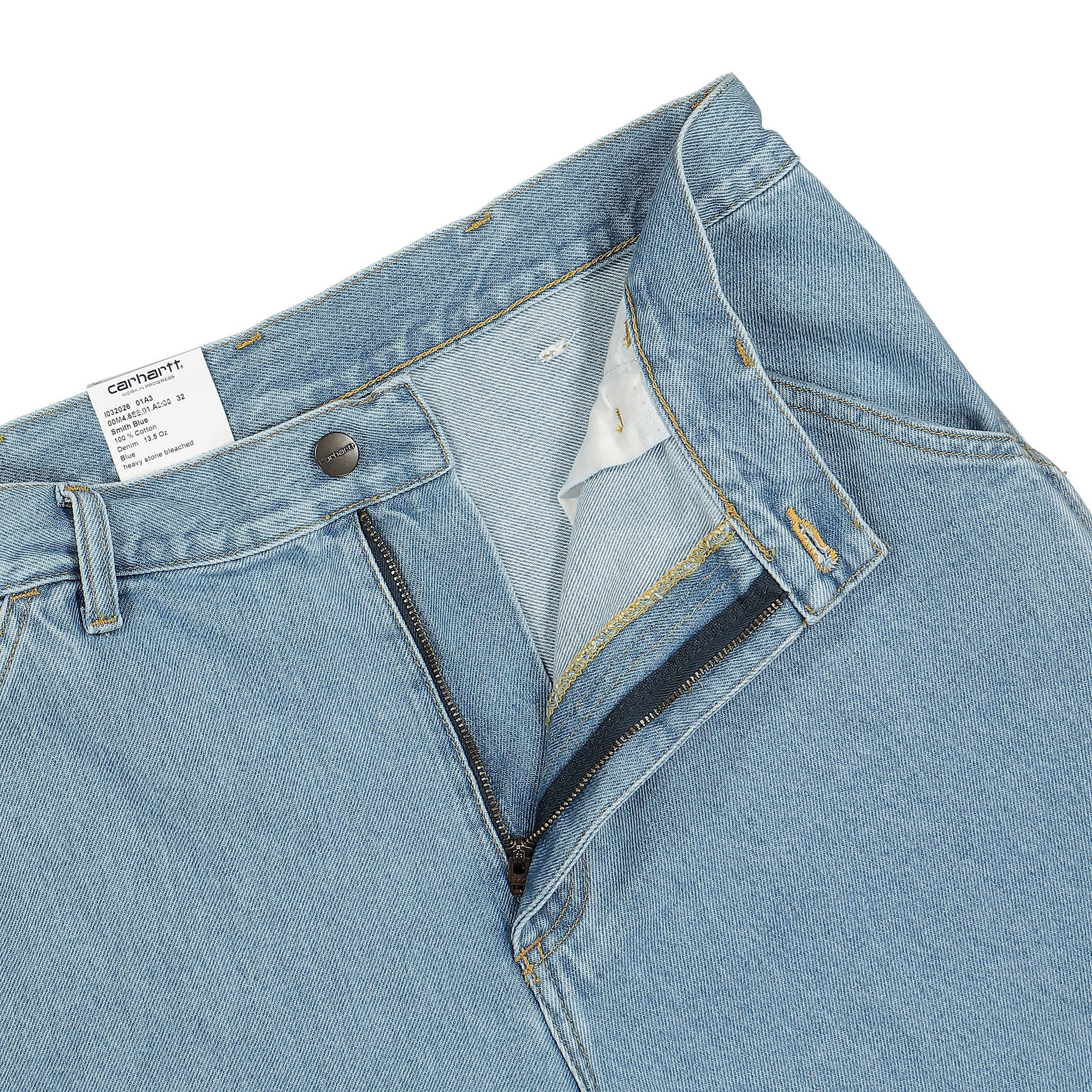 Carhartt WIP Single Knee Short Smith Blue Heavy Stone Bleached Shorts Detailfoto | Overkill
