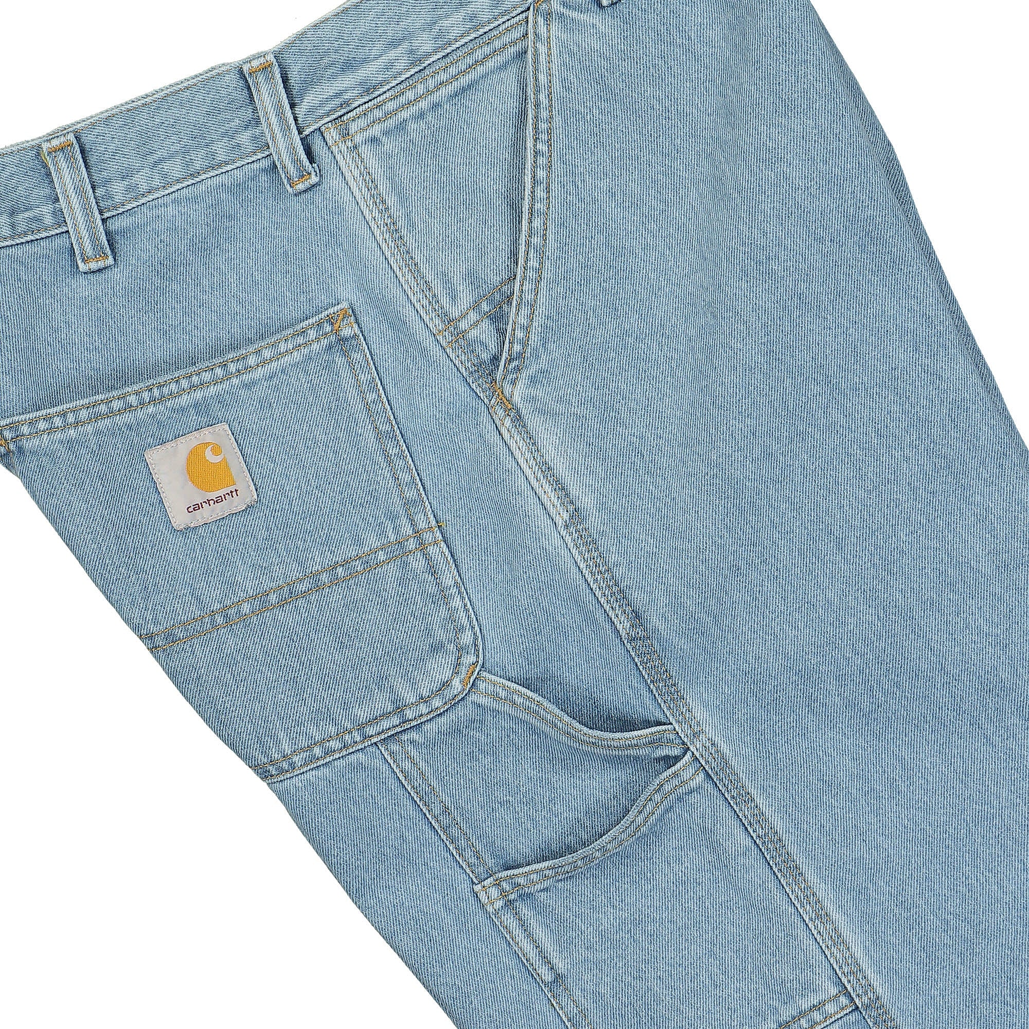 Carhartt WIP Single Knee Short Smith Blue Heavy Stone Bleached Shorts Detail view 2 | Overkill