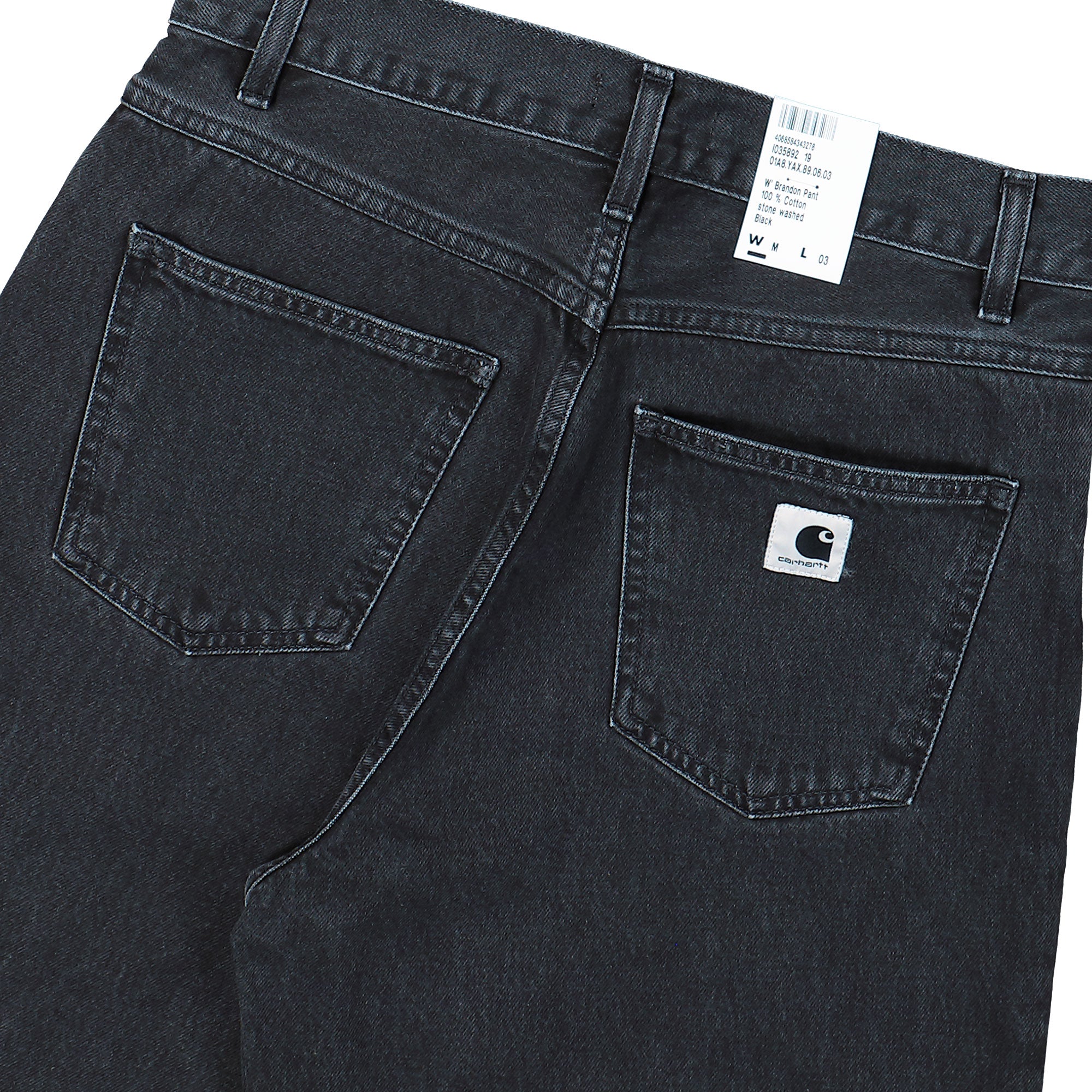 Carhartt WIP W Brandon Pant Black Stoned Washed Jeans I035892.89.06.03 Detail View 2 | Overkill

