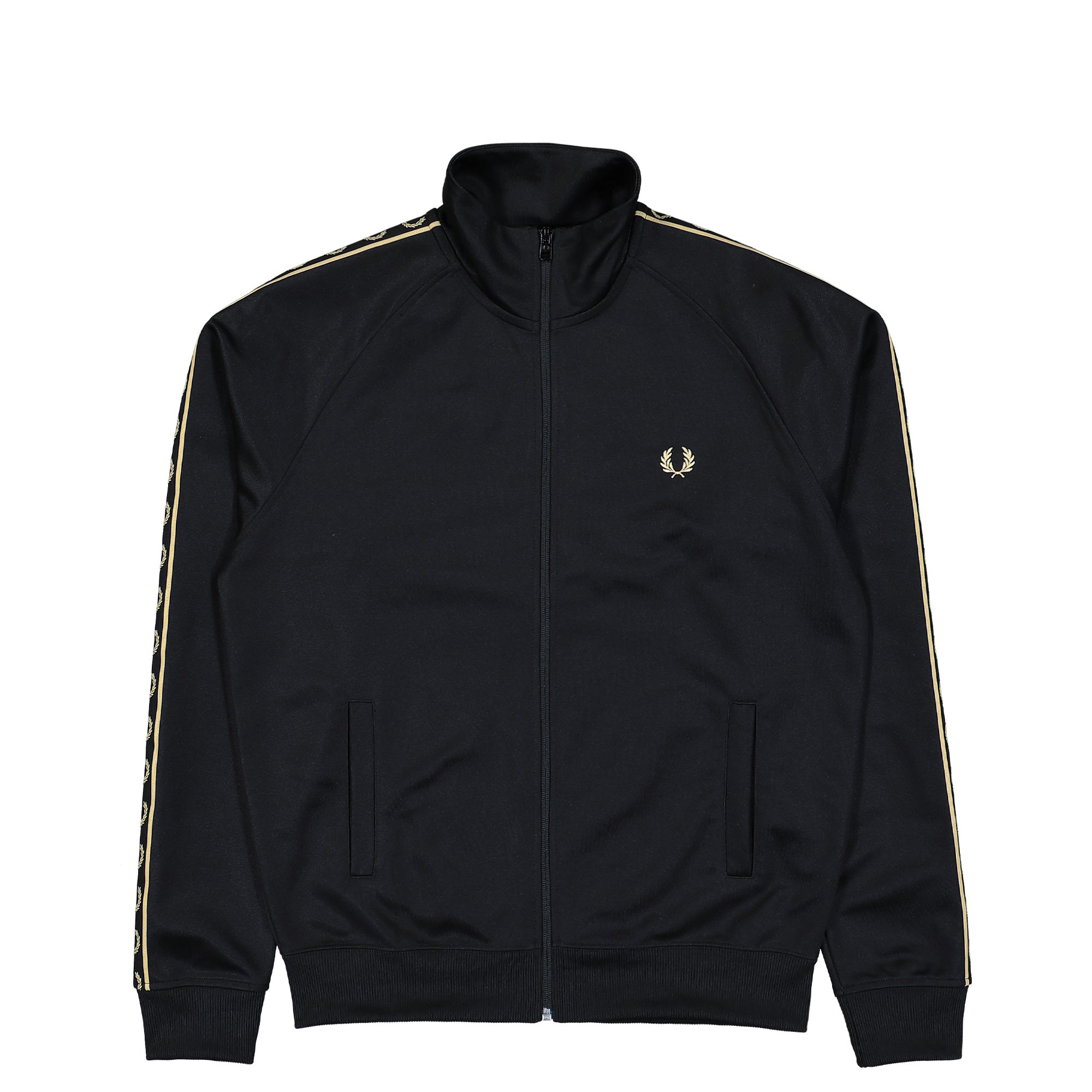 Fred Perry Contrast Tape Track Jacket Black / Champagne Track Jackets J5557-90A | Overkill
