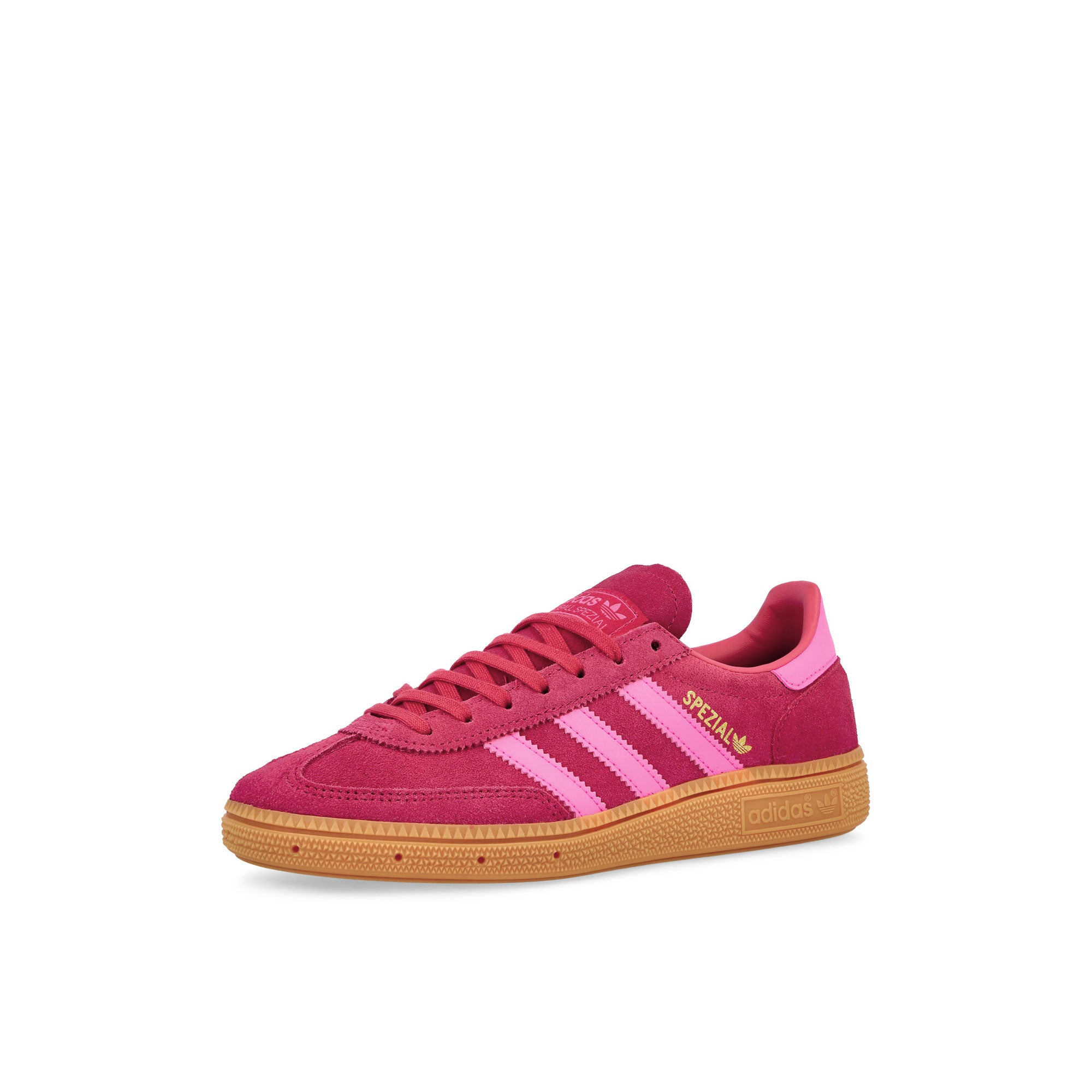 adidas Handball Spezial J Ruby Red / Lucid Pink / Gum2 Low Top Sneaker JP7999 Close-up | Overkill