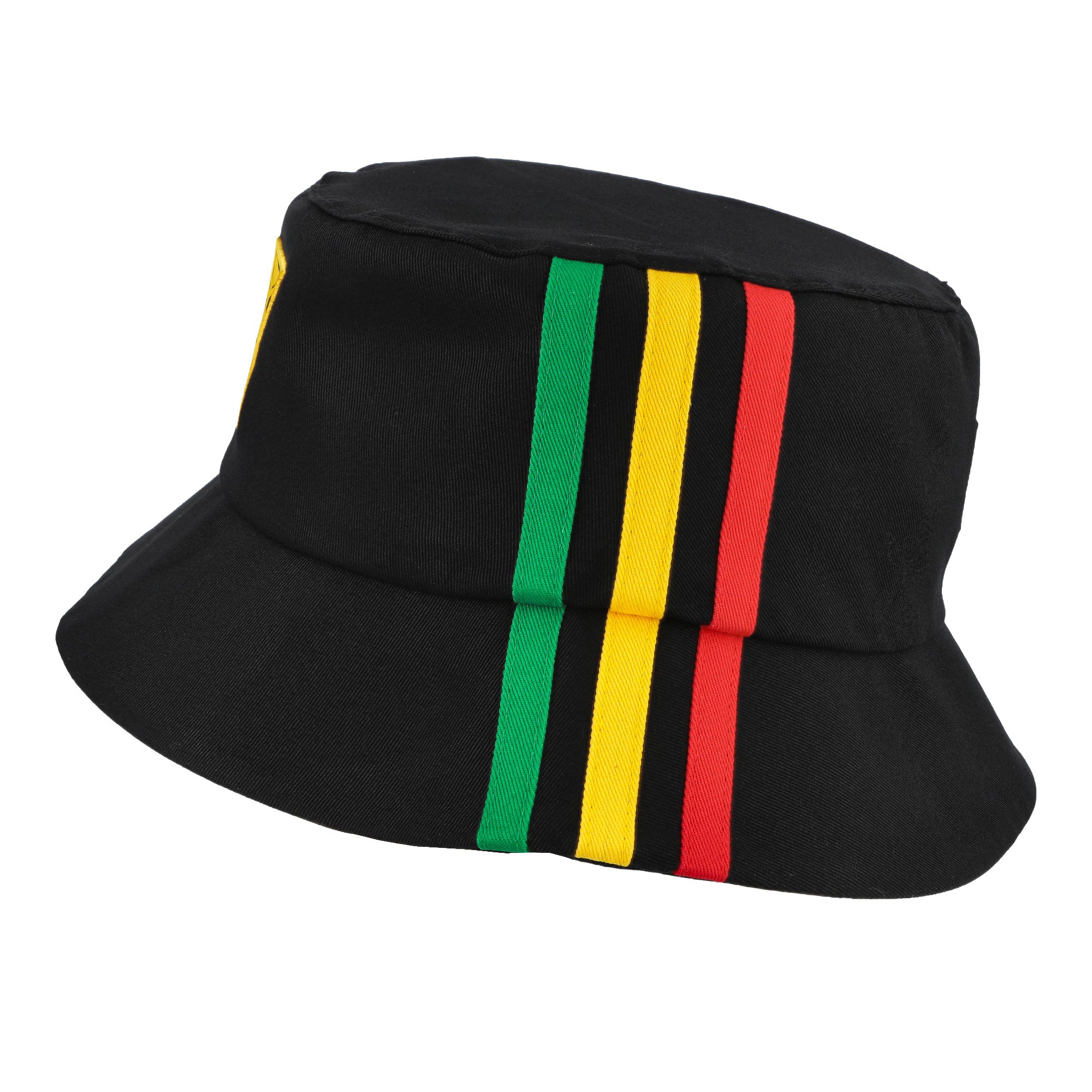 adidas JFF Jamaica Bucket Hat Youth Black / Bold Gold Bucket Hats KD8447-OSFY Close-up | Overkill
