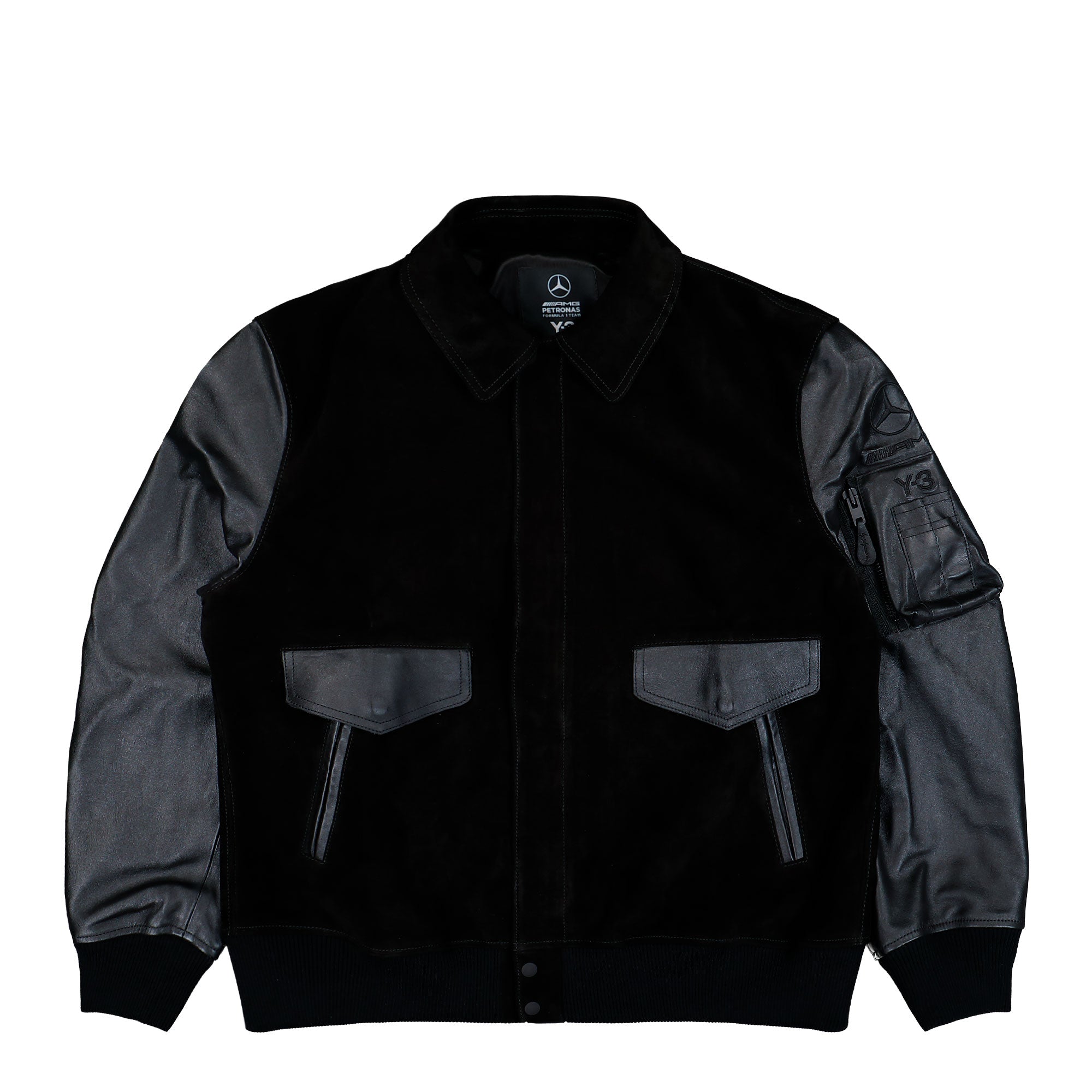 Mercedes-AMG Petronas F1 x Y-3 F1 Leather Racing Jacket Black Jackets KR2385 | Overkill