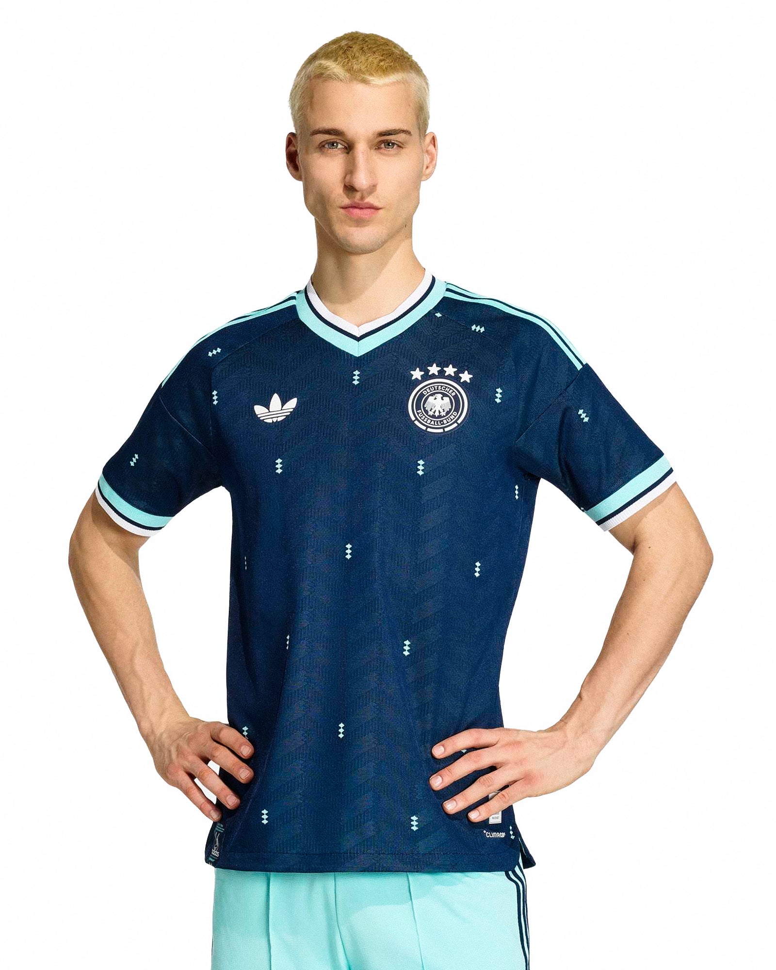 adidas DFB Germany Authentic Away Jersey Collegiate Navy T-Shirts JN2070 On Model Front View | Overkill
