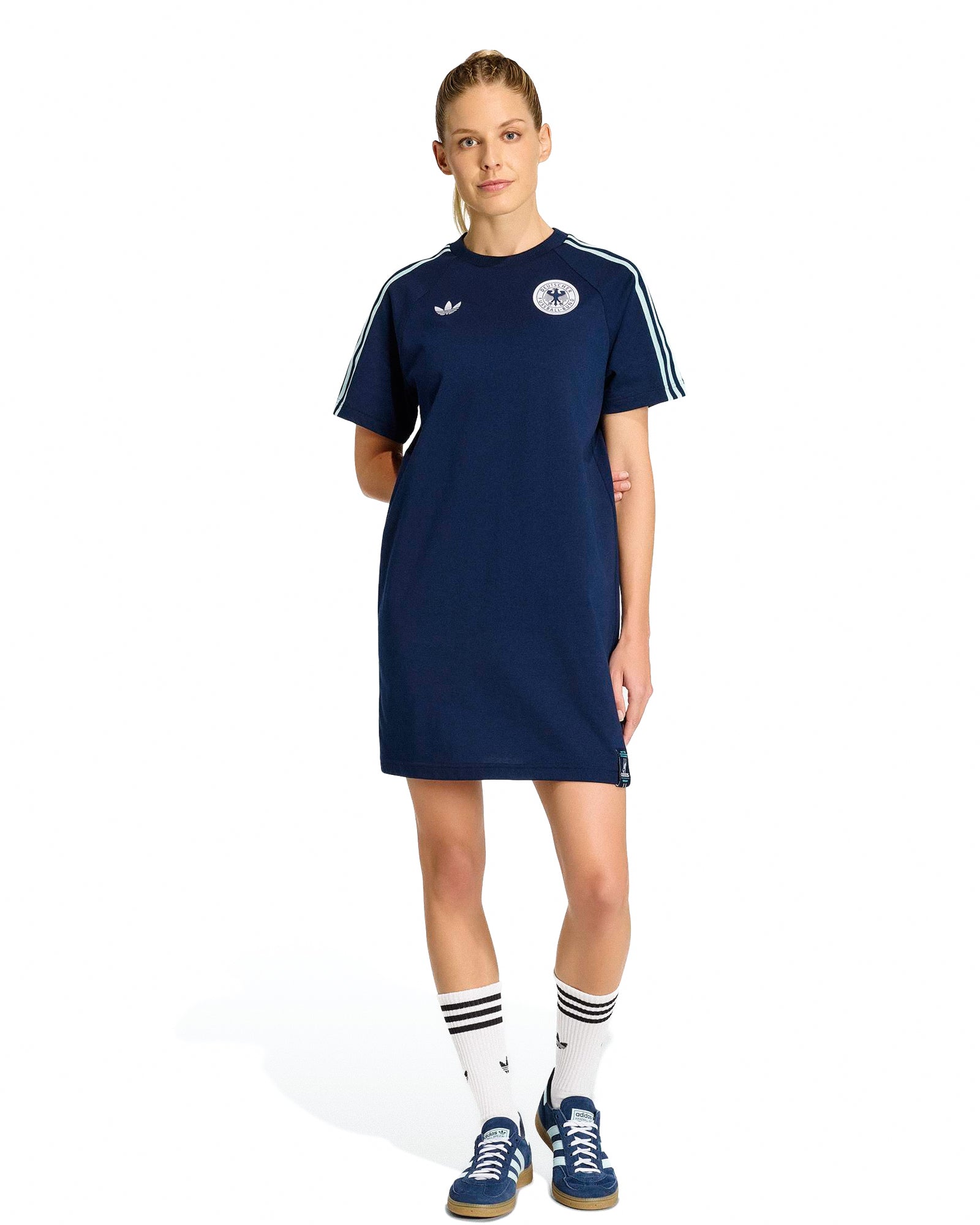 adidas DFB Germany OG Dress Collegiate Navy Dresses JZ9344 On Model Front View | Overkill
