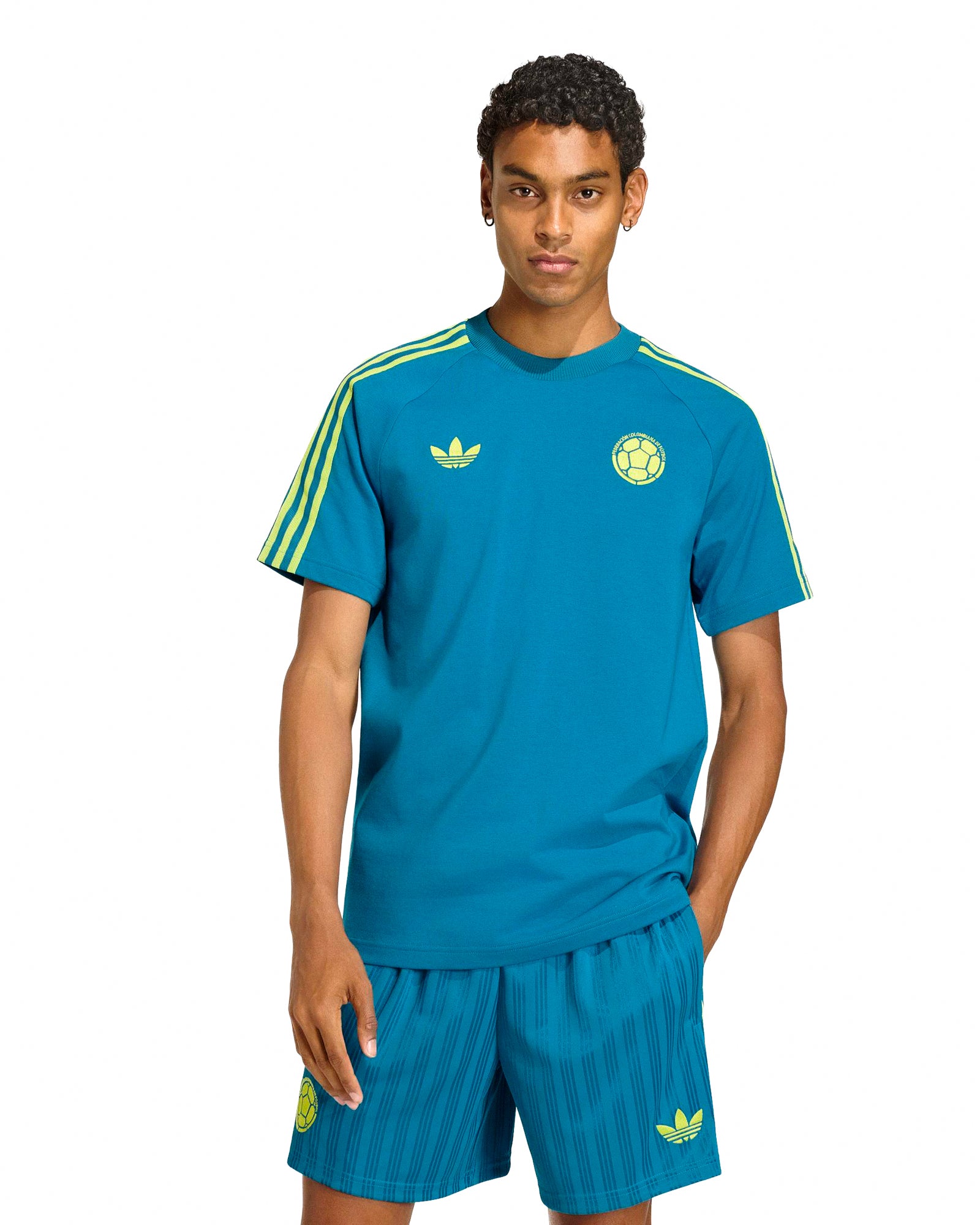 adidas FCF Colombia OG Tee Mystery Petrol T-Shirts KA1532 On Model Front View | Overkill
