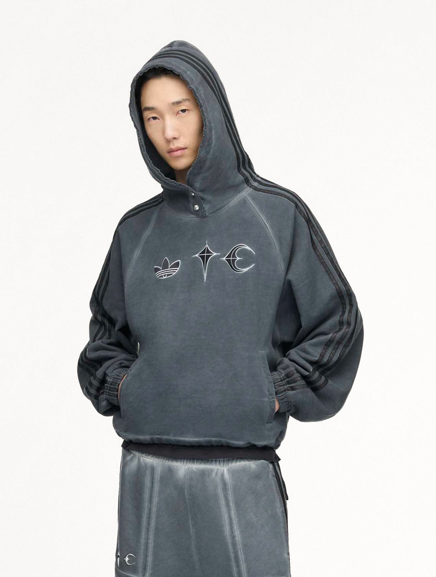 Thug Club x adidas TC Sweat Hoodie Black Hoodies KF6587 On Model Front View | Overkill
