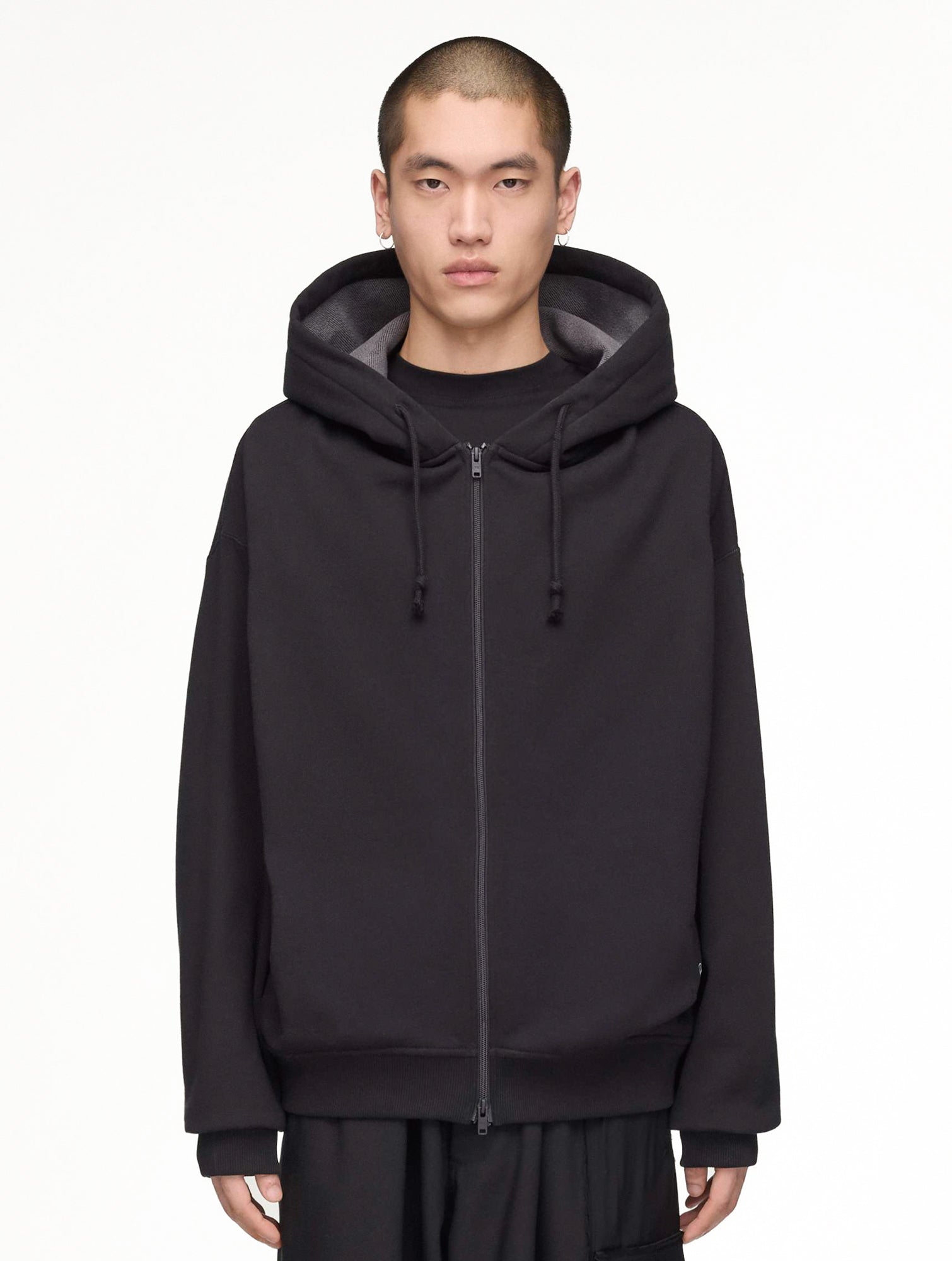 Mercedes-AMG Petronas F1 x Y-3 F1 Zip Hoodie Black Hoodies KR2242 On Model Front View | Overkill
