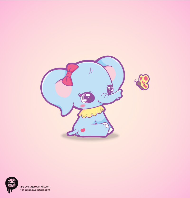 Kawaii_elephant_and_butterfly_for_cutekawaiishop_by_SugarOverkill