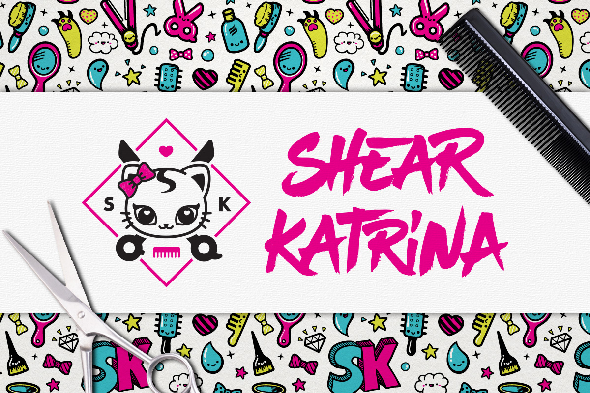 Shear Katrina Kawaii Cat Logo Graffiti Handdrawn Punk
